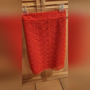 Ann Taylor Vibrant Orange Lace Dress